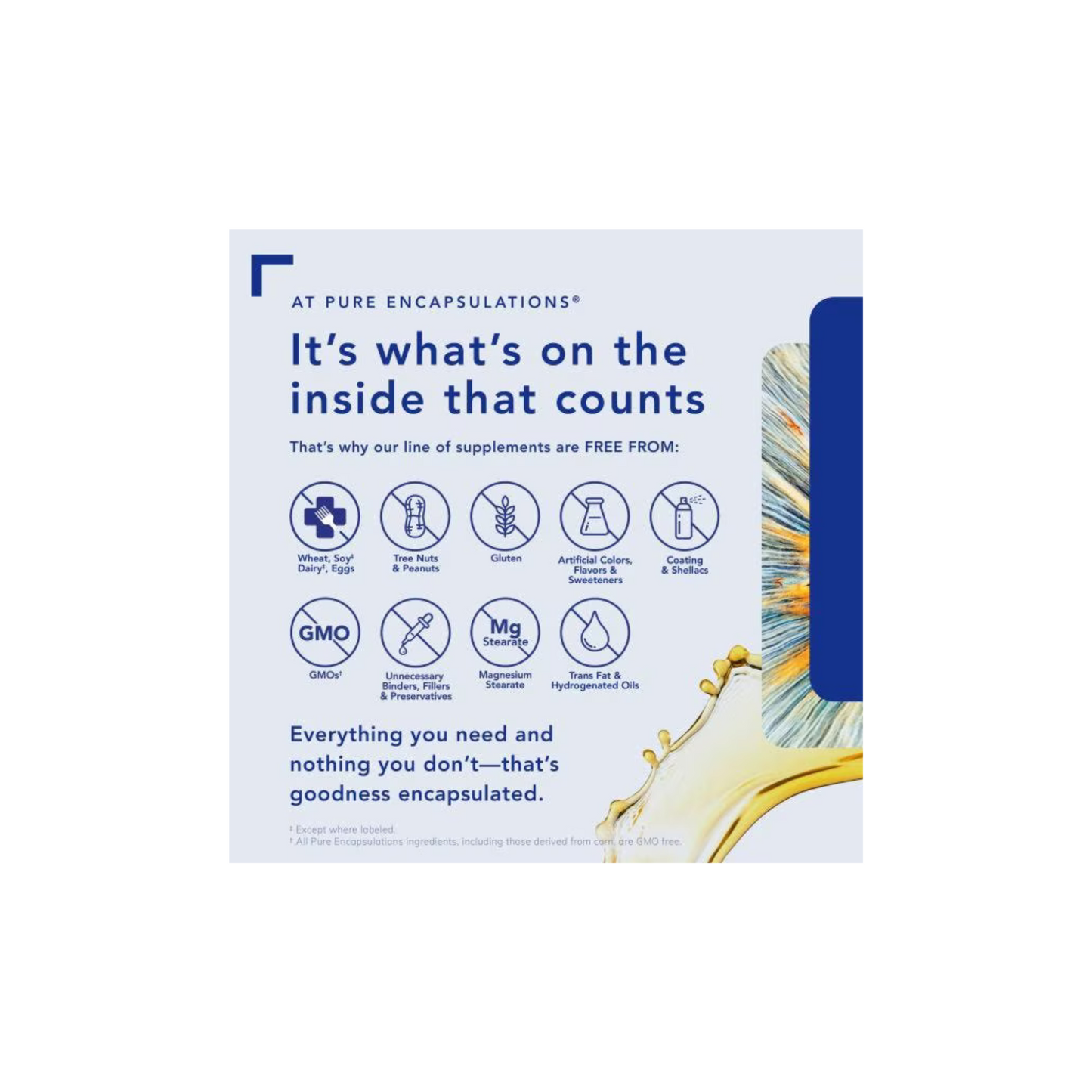 Pure Encapsulations MethylAssist supplement highlighting free from common allergens including gluten, dairy, and soy.