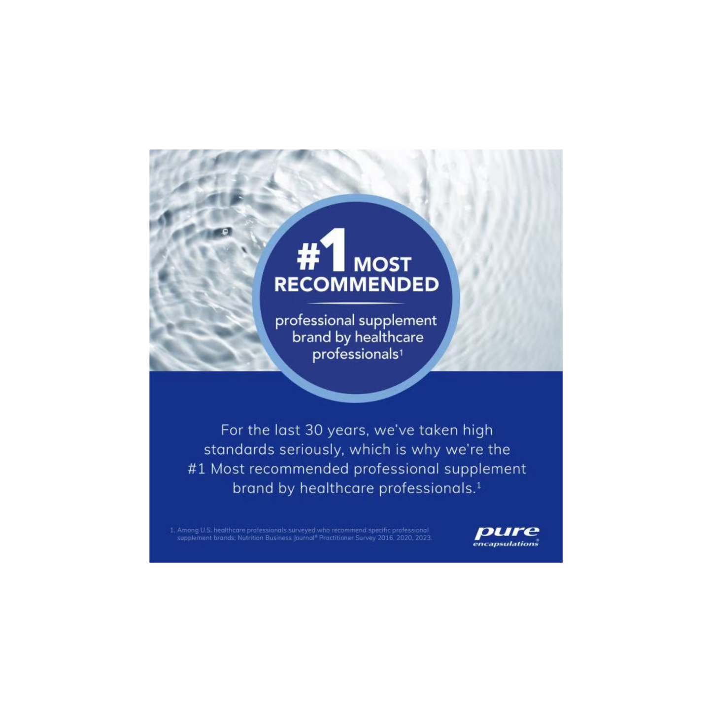 Pure Encapsulations labeled as the number one recommended professional supplement brand by healthcare professionals.
