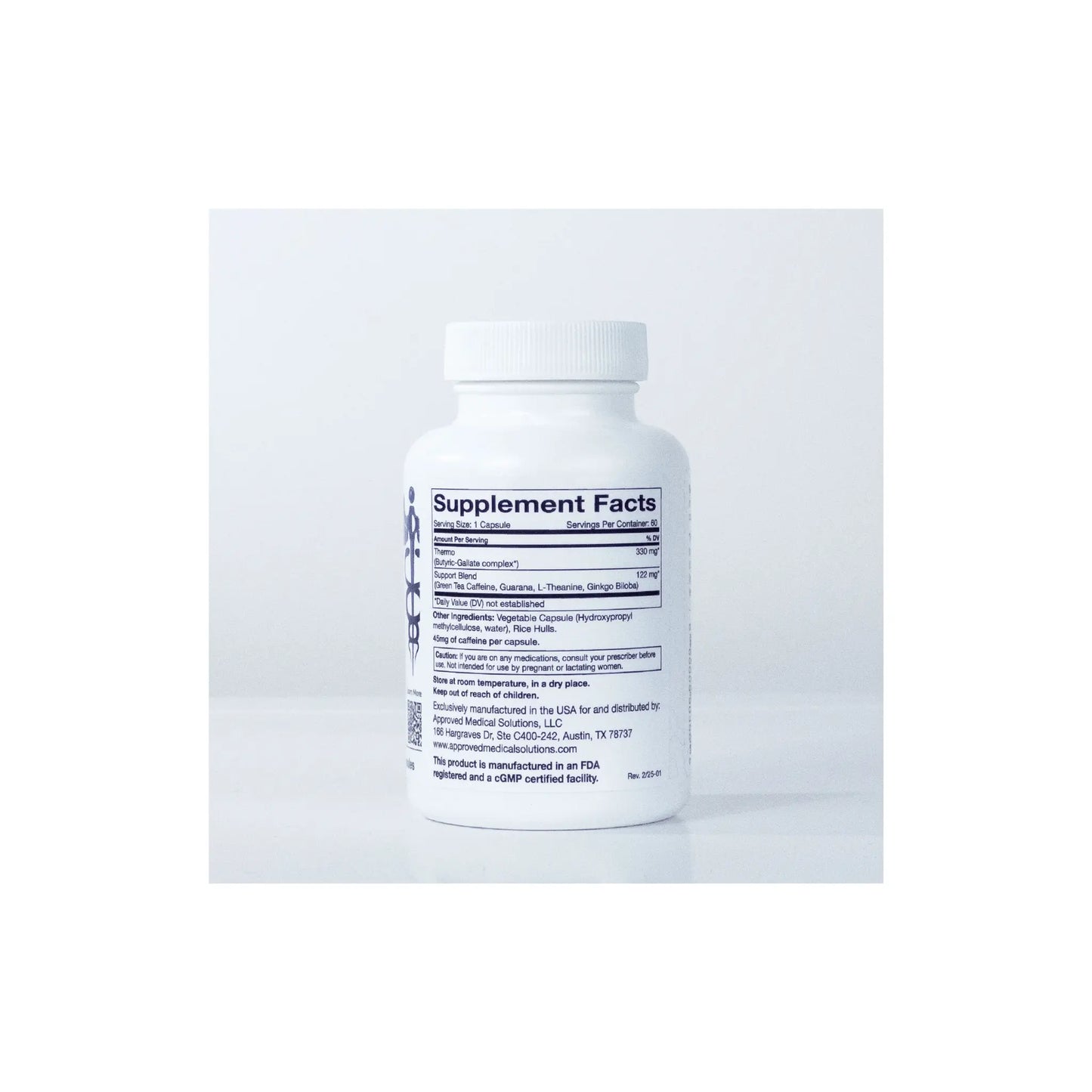 View of Thermo GLP-1 supplement facts label showing the targeted blend of botanical extracts and nutrients