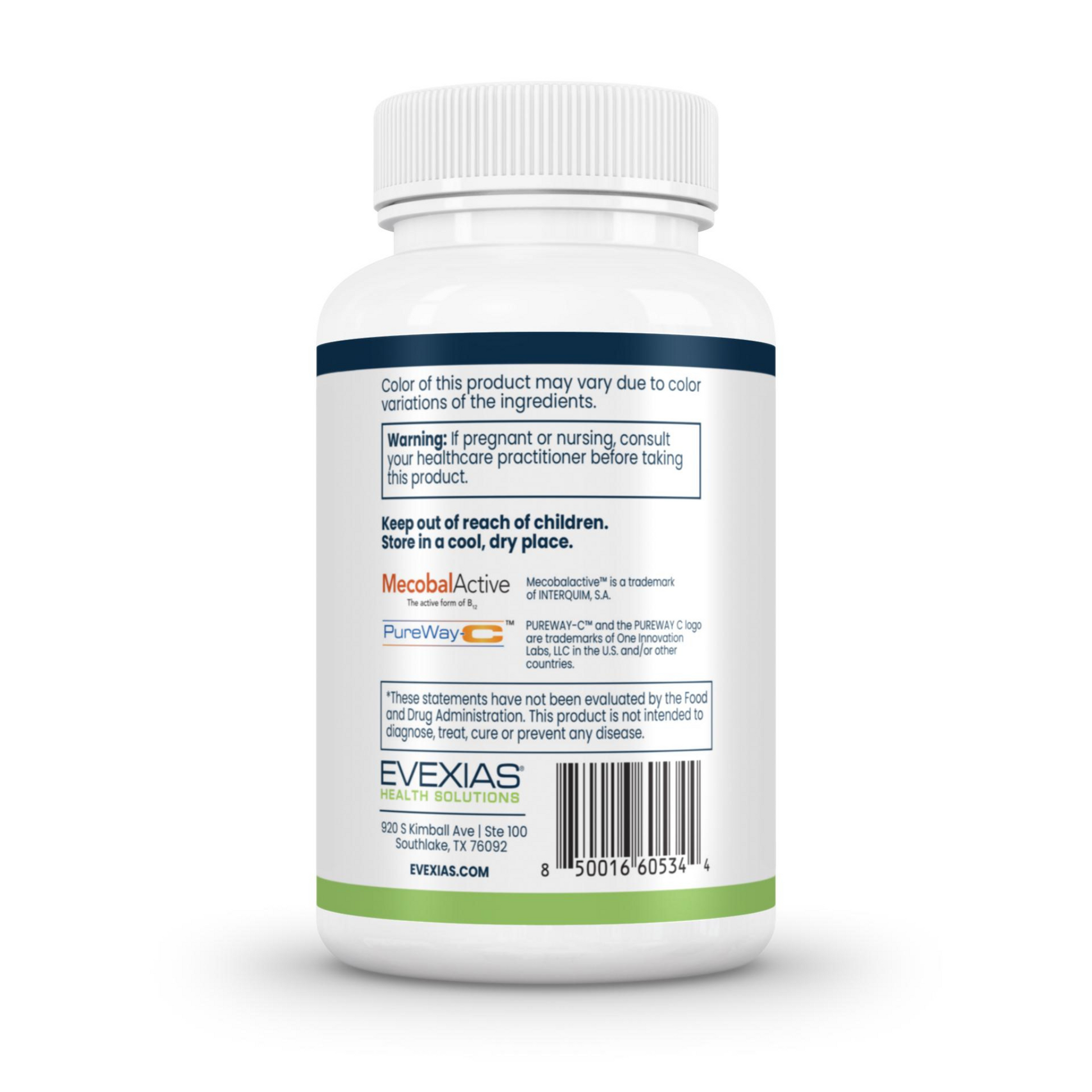Adrenal Support Complex Evexias Health Solutions Back Label