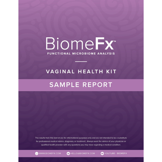 Biome FX Vaginal Health Microbiome Labs Kit Sample Report Cover