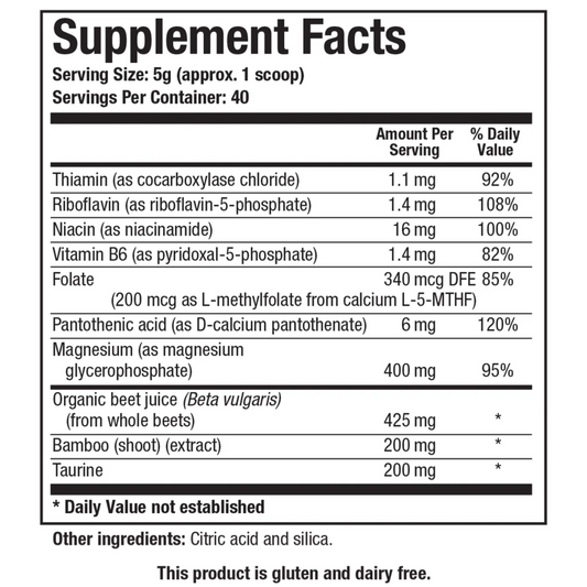 Acti-Mag Pure supplement facts panel by Biotics Research