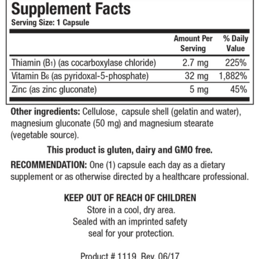 Biotics ResearchB6 B1 Plus Zinc Ingredients