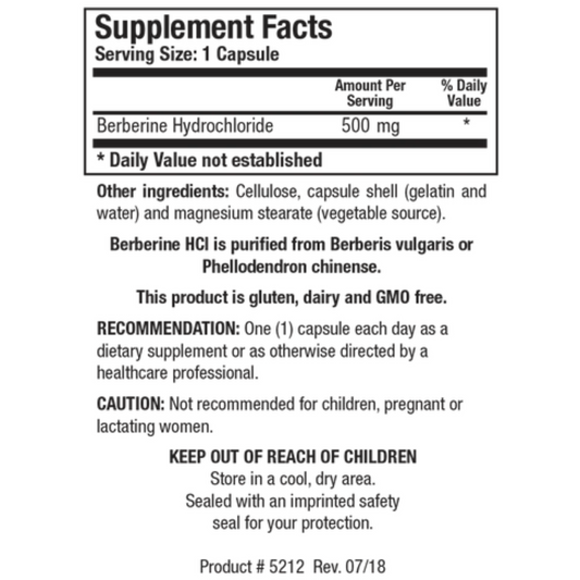 Biotics Research Berberine HCI Ingredients