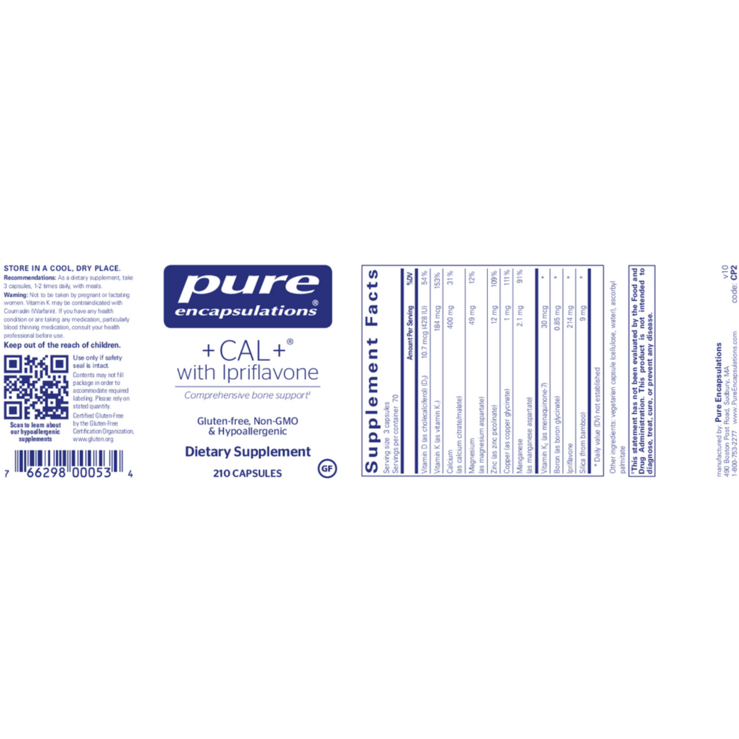 Cal With Ipriflavonce Pure Encapsulations Label