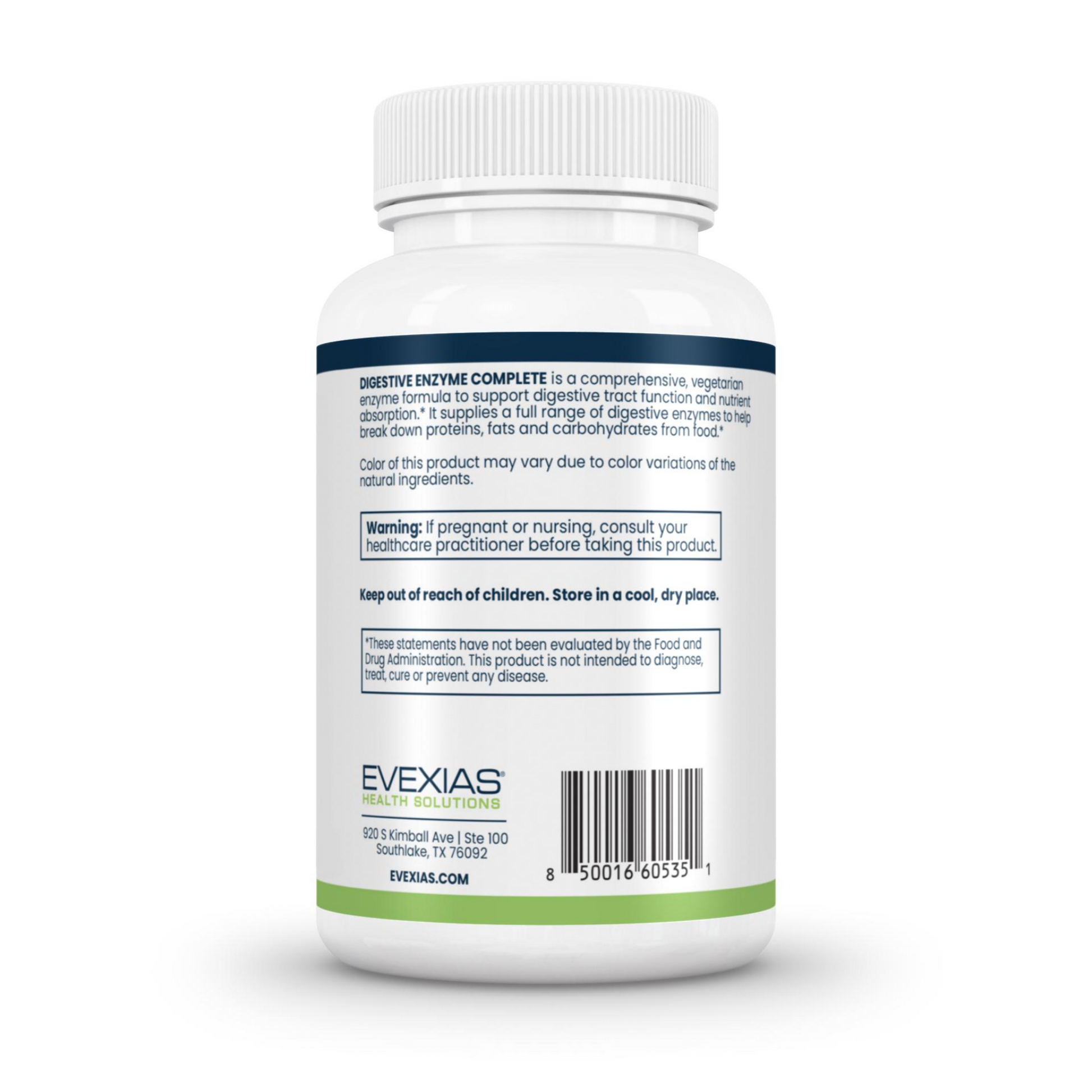 Digestive Enzyme Complete Evexias Health Solutions Back Label