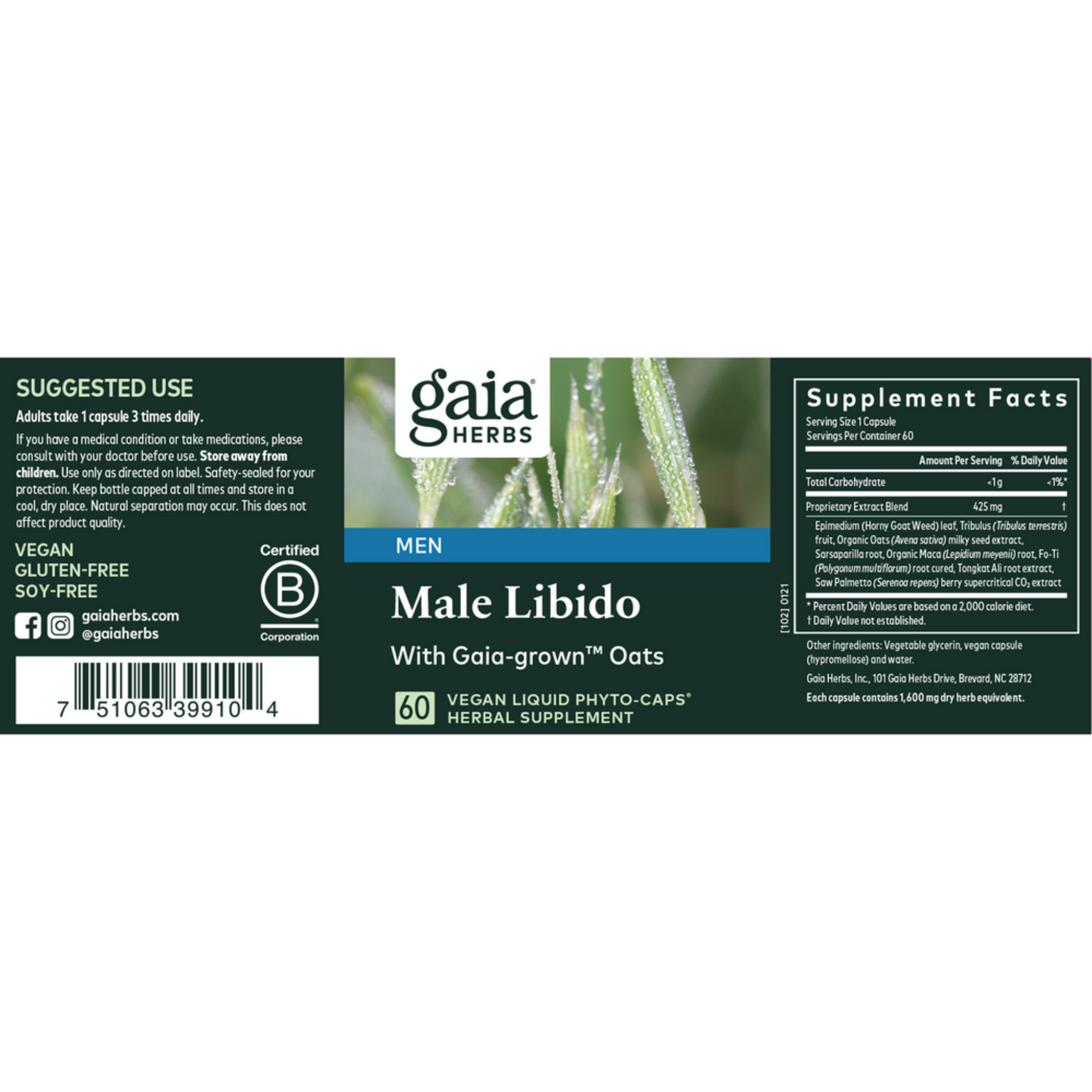 Gaia Herbs Male Libido Label