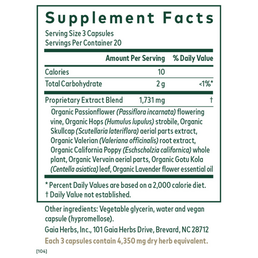 Gaia Herbs Pro Sleep Formula Ingredients