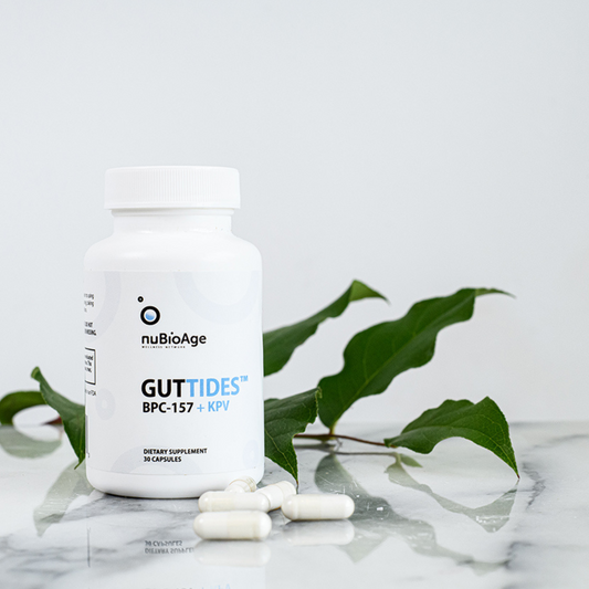 A bottle of Guttides peptides.