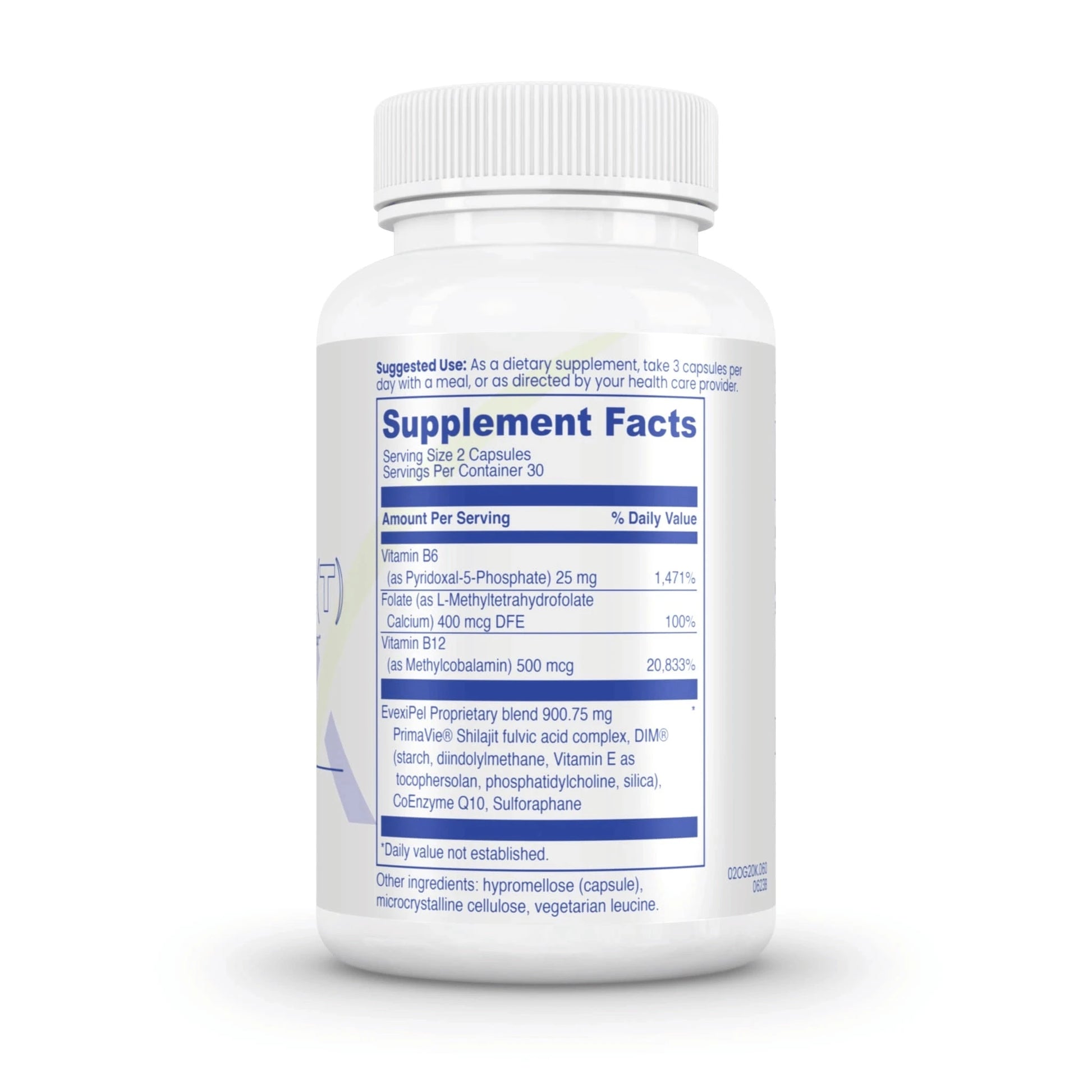 The facts label for a bottle of hormone balancing supplement.