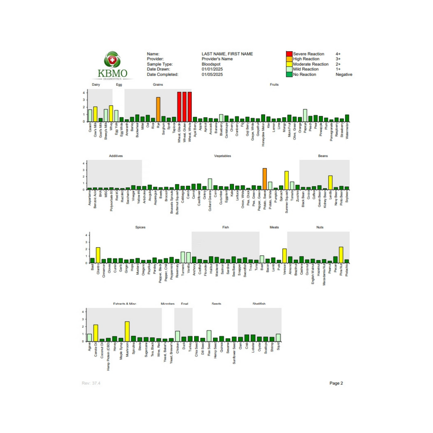 KBMO Diagnostics Fit 176 Test Patient Results Page 2