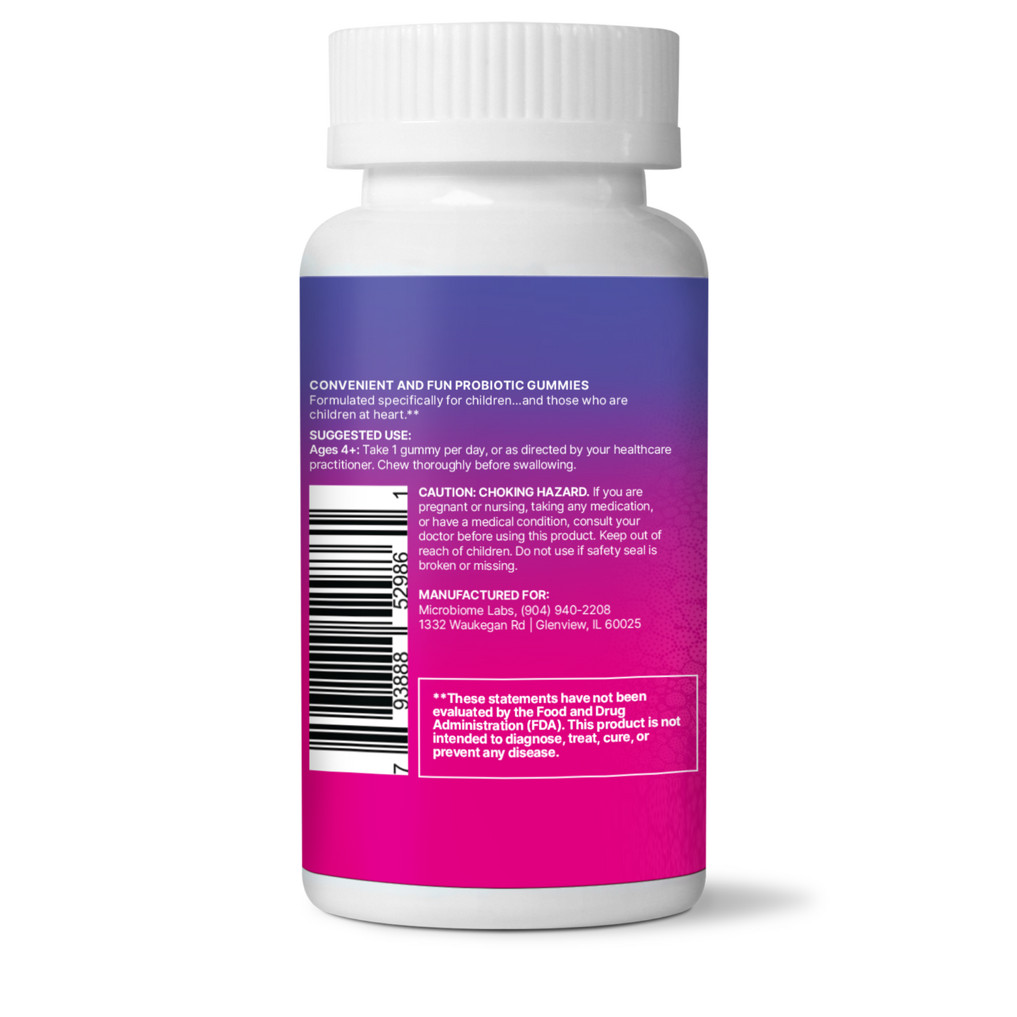 Mega Spore
Biotic Kids Gummies Microbiome Labs Back Label