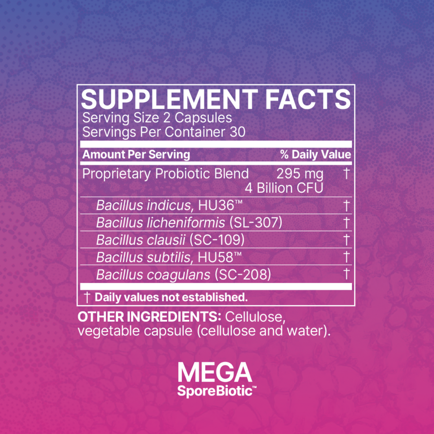 Mega Spore Biotic Microbiome Labs Ingredients