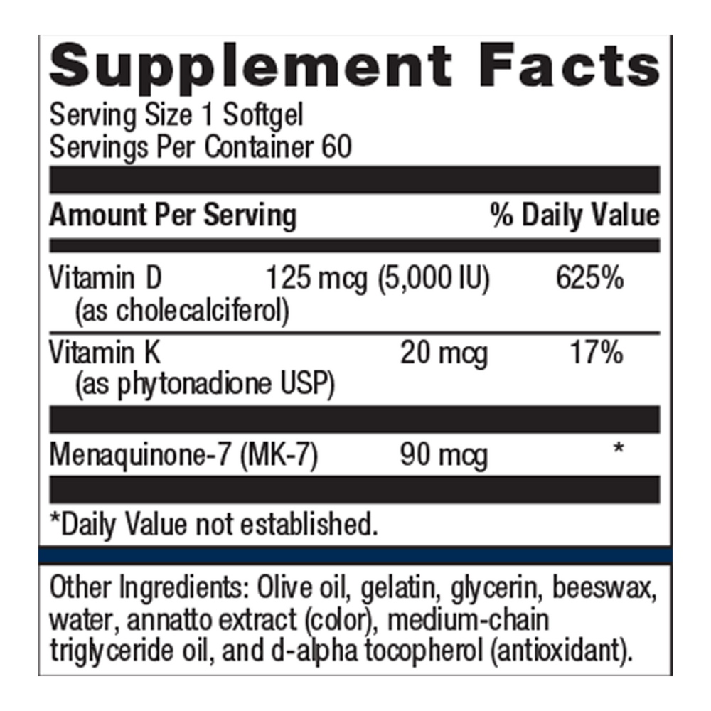 Supplement facts label with vitamins and nutrients per serving