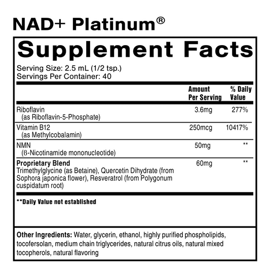 NAD Platinum QuickSilver Scientific Ingredients