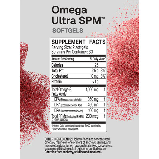 Omega Ultra SPM Microbiome Labs Supplement Facts Label
