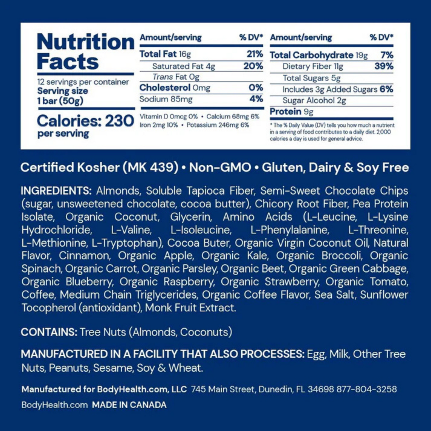 Perfect Amino Mocha Chip Bar Body Health Ingredients