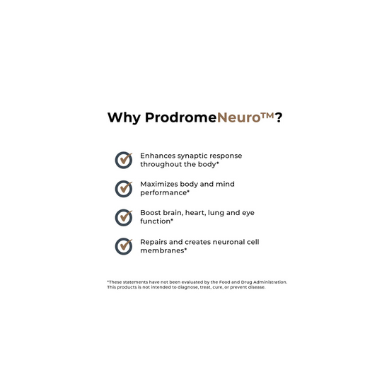 Why ProdromeNEURO™ graphic, highlighting omega-3 DHA plasmalogen precursor benefits for brain health, cognition, and neuroprotection.