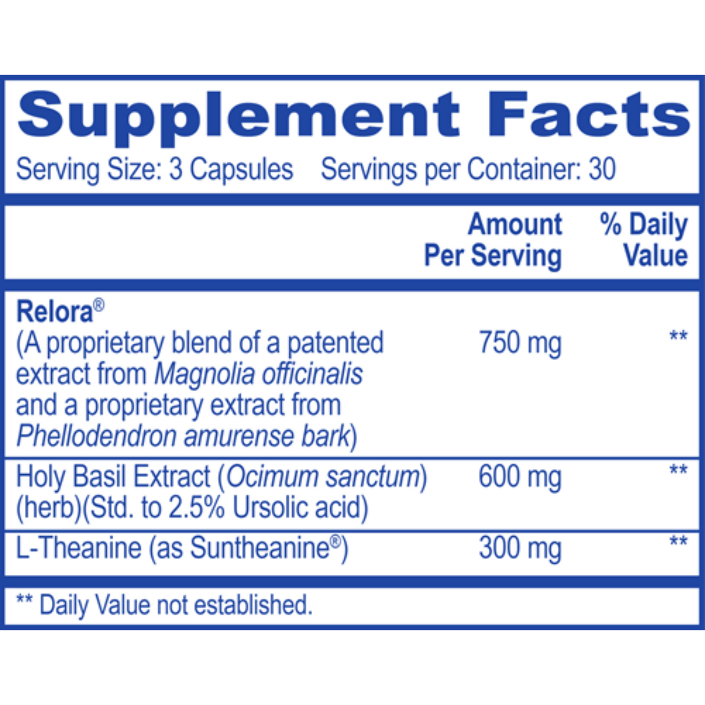 QuiCalm Metabolic Code Ingredients