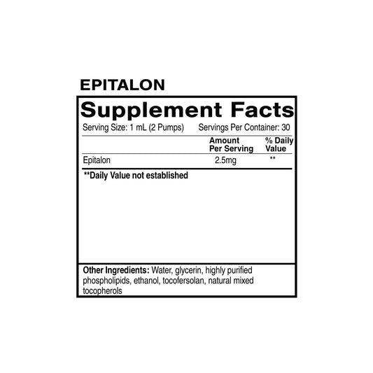 Liposomal Epitalon label showing advanced delivery system for pineal peptide bioregulation