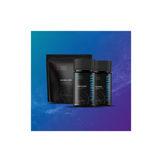 STEMREGEN Daily Maintenance Protocol bundle including Release, Signal, and Mobilize supporting stem cell function, cellular signaling, and microcirculation