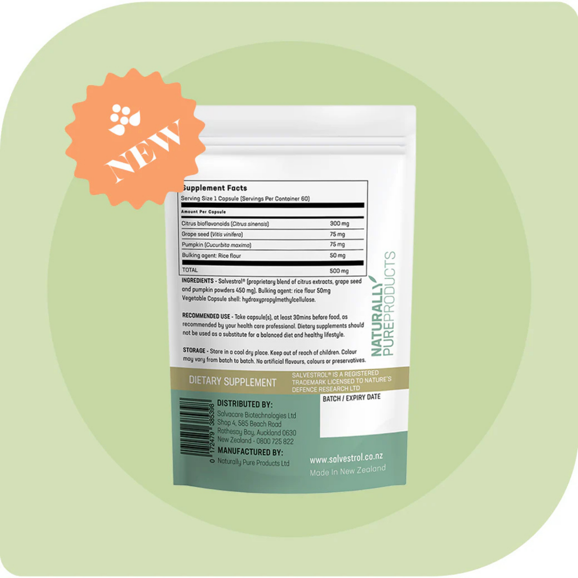 Salvestrol Platinum 60 capsules Salvacare Ingredients