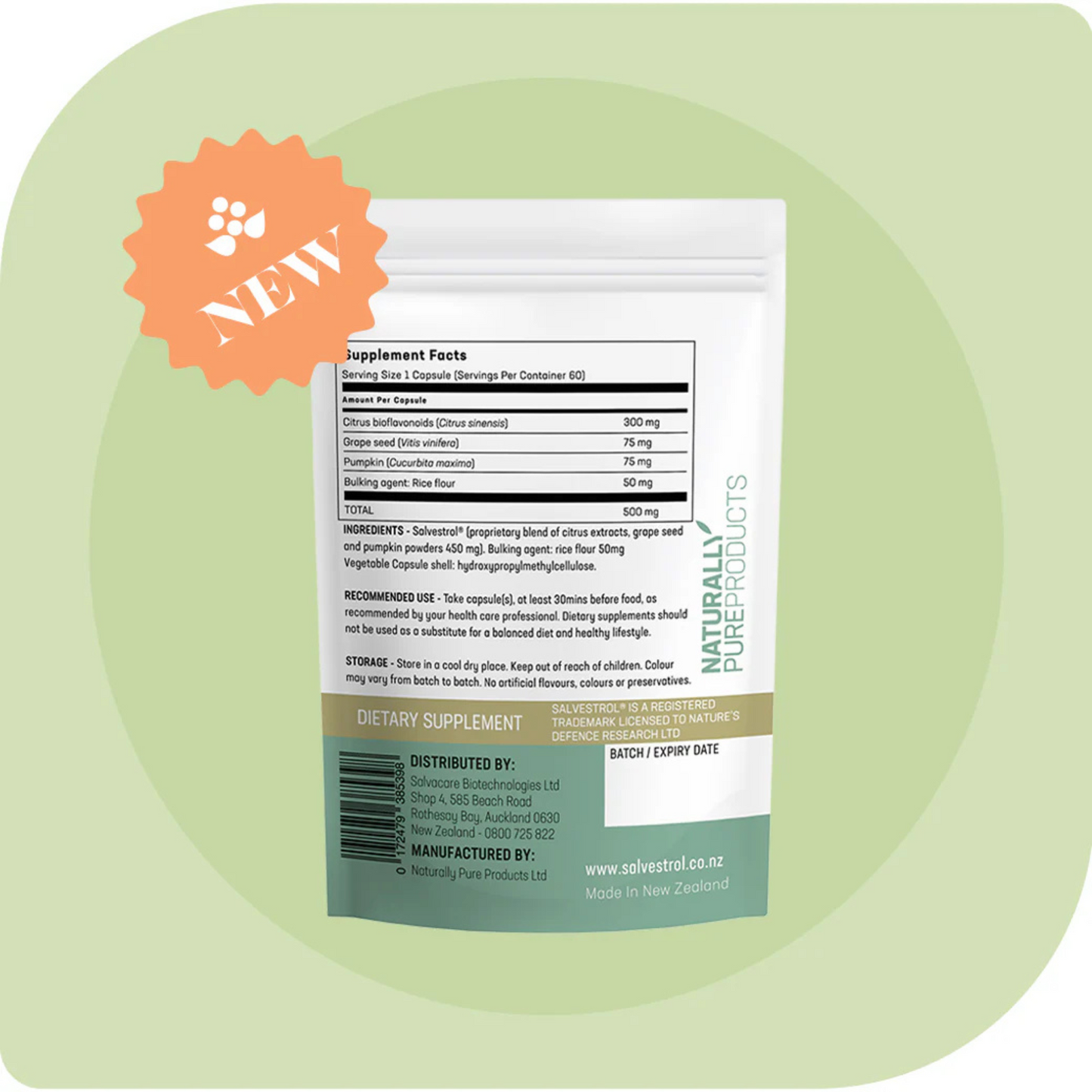 Salvestrol Platinum 60 capsules Salvacare Ingredients