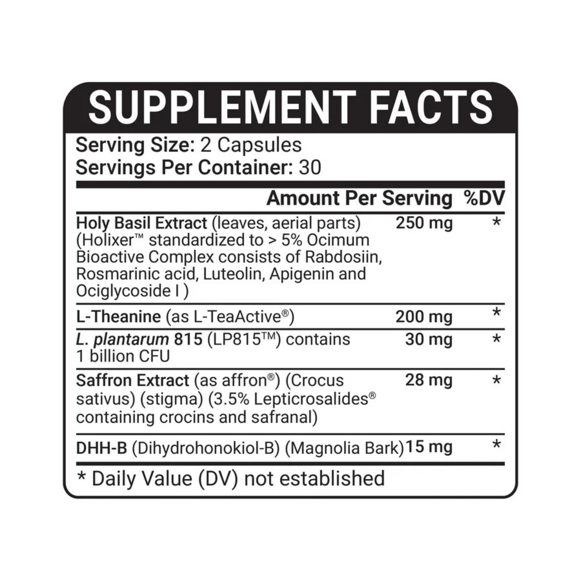 Serenity Healthgevity Ingredients