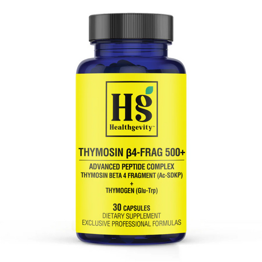 TB-4 Frag 500+ by Healthgevity dietary supplement bottle with peptides for gut health and immune support
