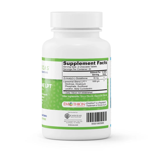 evexias health glutathione lpt bottle ingredients supplement facts label