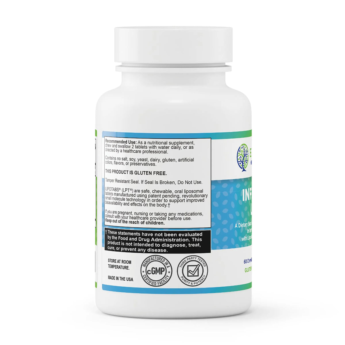 evexias health inflam-x lpt bottle information label