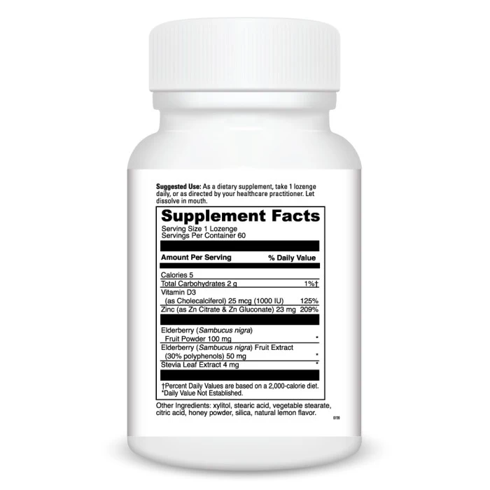 Zinc Lozenge + Elderberry (60) By DaVinci Labs