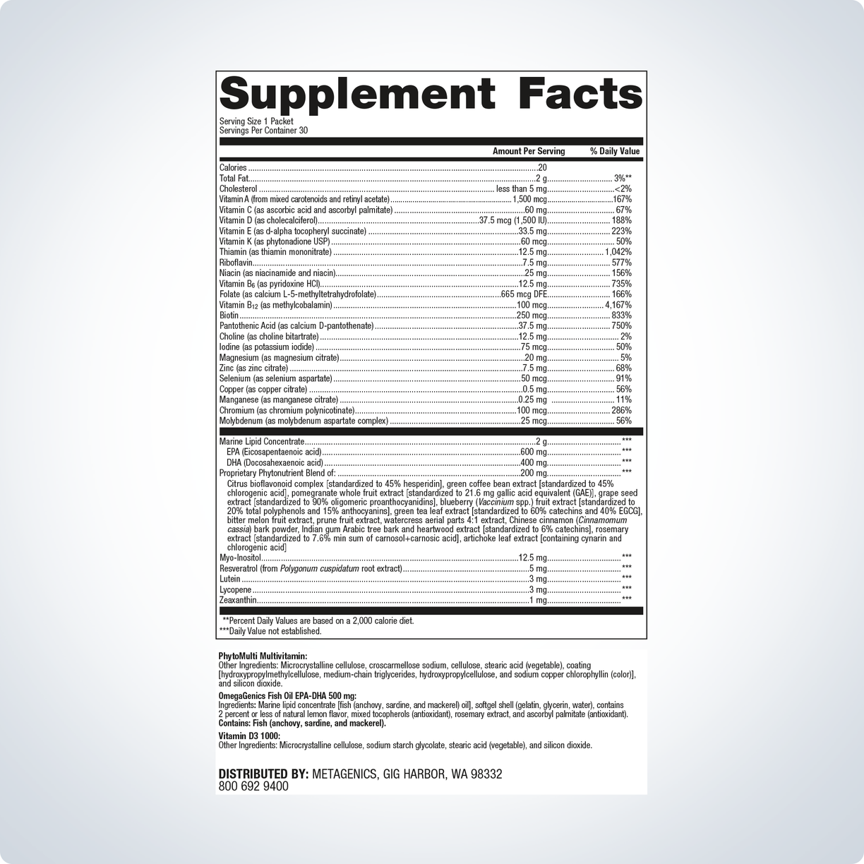 Wellness Essentials® Daily Packs By Metagenics