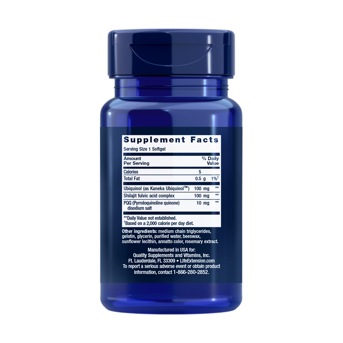 life extension coq10 supplement facts label