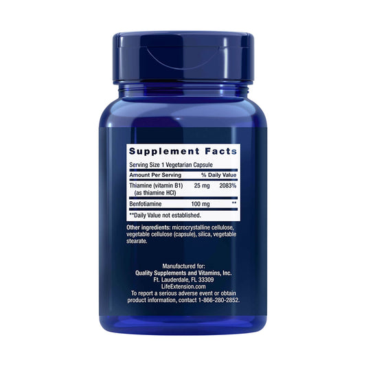 life extenstion benfotiamine supplement facts label