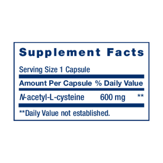 life extenstion n-acetyl-l-cysteine supplement facts label
