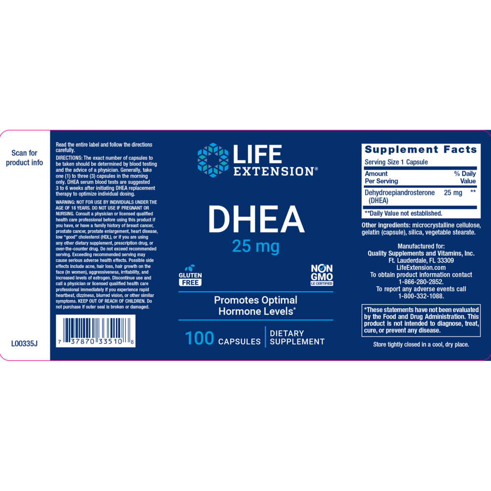 DHEA 25mg by Life Extension