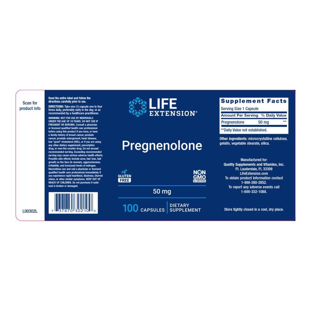 Pregnenolone 50mg by Life Extension