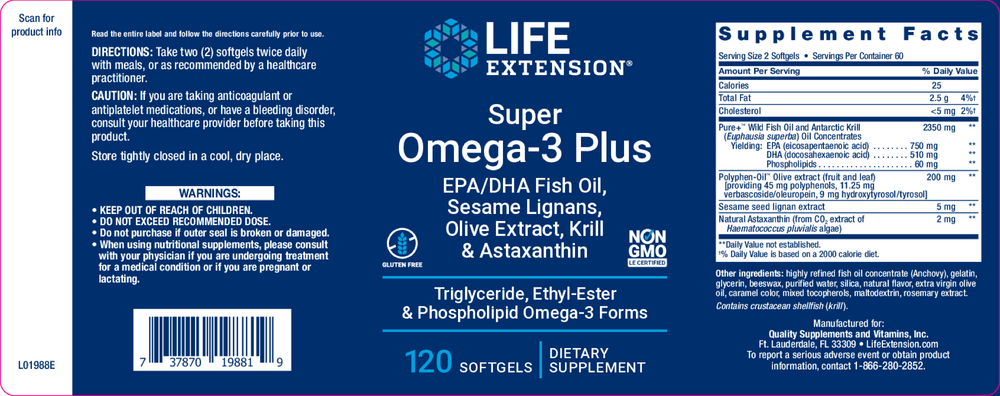 Super Omega-3 Plus EPA/DHA Fish Oil by Life Extension