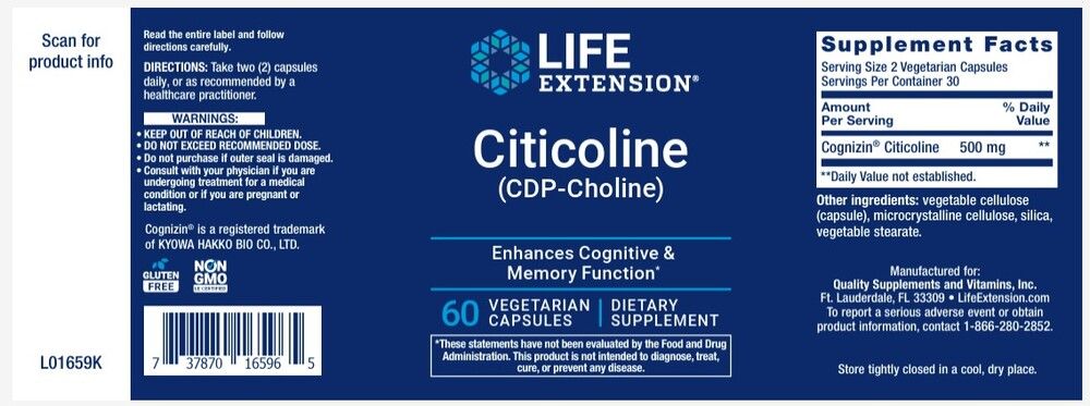 Citicoline (CDP-Choline) by Life Extension