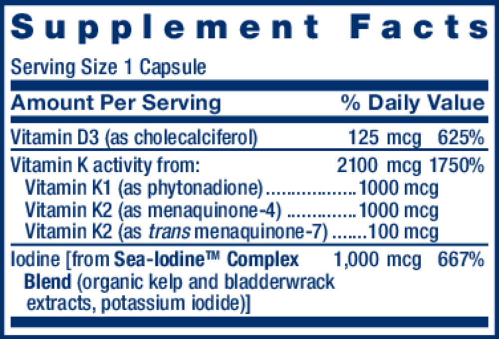 Vitamins D and K with Sea-Iodine by Life Extension