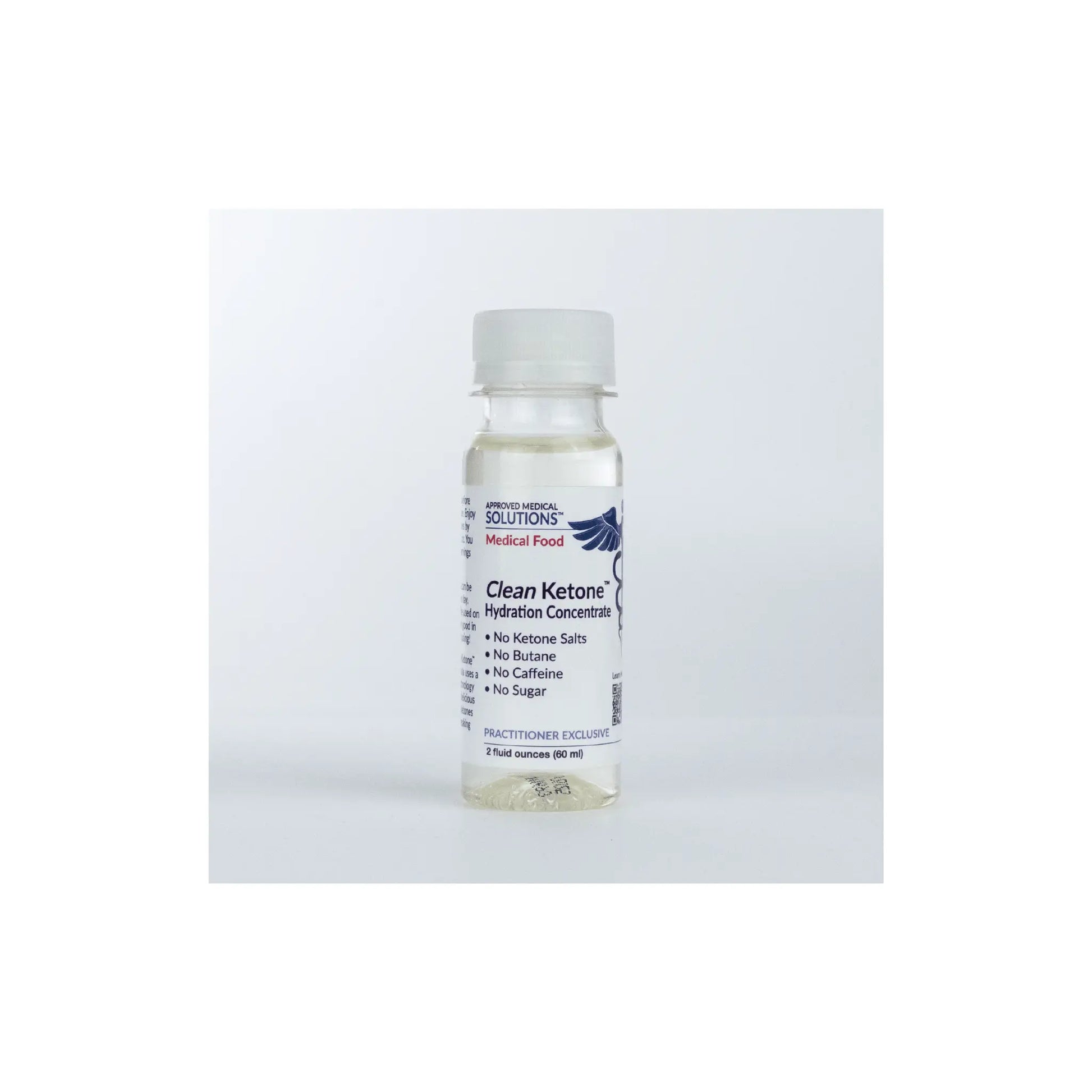 Front view of Approved Medical Solutions Clean Ketone Hydration 2 oz travel size bottle