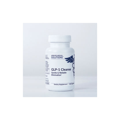 Front view of Approved Medical Solutions GLP-1 Cleanse 100 count bottle for long term metabolic support