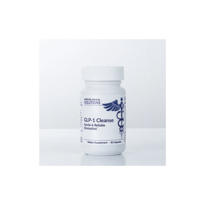 Front view of Approved Medical Solutions GLP-1 Cleanse 20 count travel size bottle