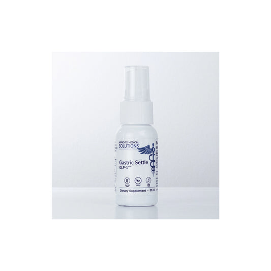 Front view of Approved Medical Solutions GLP-1 Gastric Settle spray bottle