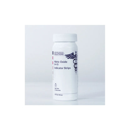 Front view of Approved Medical Solutions Nitric Oxide Indicator Strips 50 count container