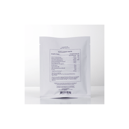 Rear view of the Signal pouch label detailing the ingredients for optimizing female vitality and wellness
