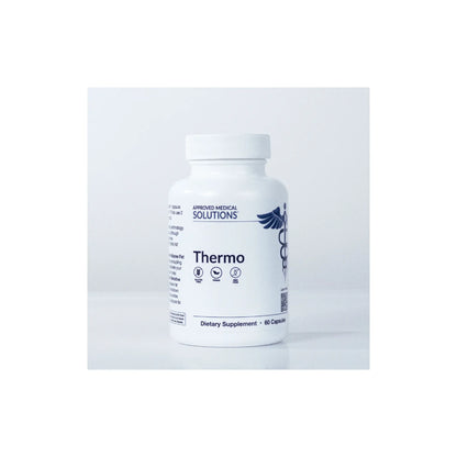 Front view of Approved Medical Solutions Thermo GLP-1 bottle highlighting the metabolic and weight management formula