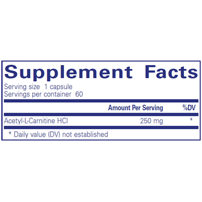Acetyl I Carnitine 250 Mg Pure Encapsulations Ingredients