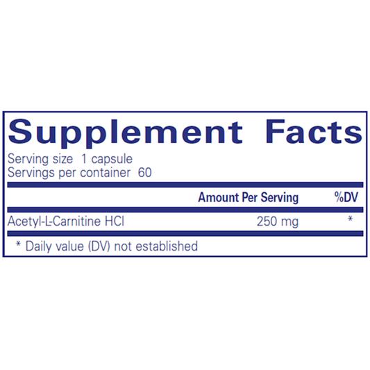 Acetyl I Carnitine 250 Mg Pure Encapsulations Ingredients
